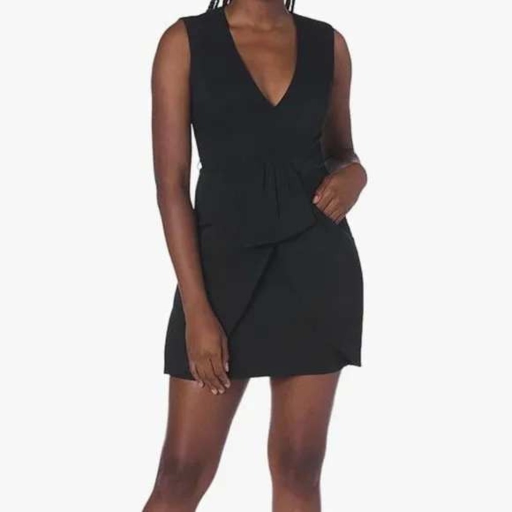 BCBGMAXAZRIA "CLARE"‎ Black Sleeveless V Neck Sheath Dress Size 0